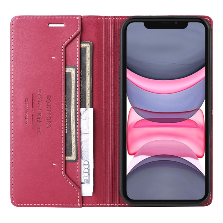 For iPhone 11 GQUTROBE G01 RFID Anti-theft Leather Phone Case(Red) - iPhone 12 Pro Max Cases by GQUTROBE | Online Shopping UK | buy2fix
