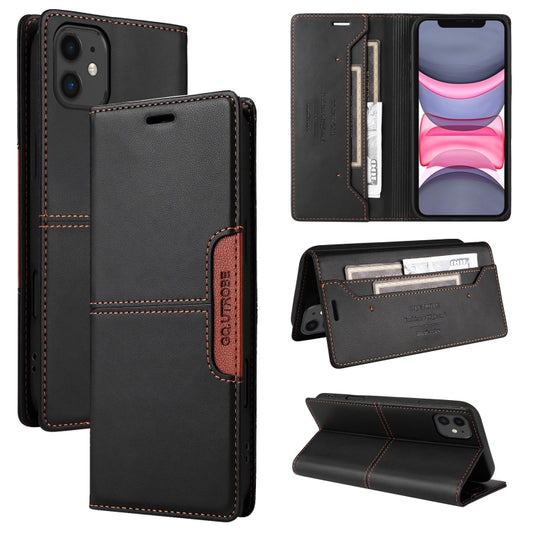 For iPhone 11 GQUTROBE G01 RFID Anti-theft Leather Phone Case(Black) - iPhone 12 Pro Max Cases by GQUTROBE | Online Shopping UK | buy2fix