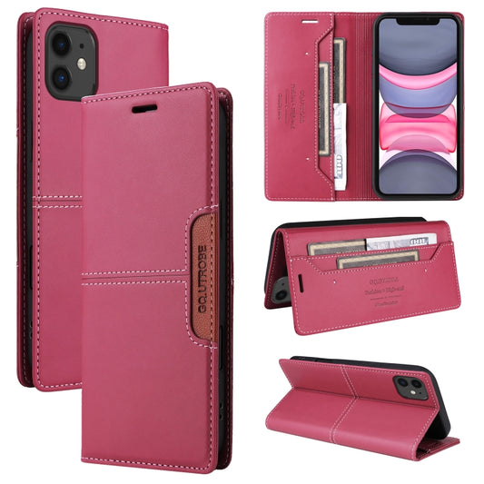 For iPhone 12 GQUTROBE G01 RFID Anti-theft Leather Phone Case(Red) - iPhone 12 / 12 Pro Cases by GQUTROBE | Online Shopping UK | buy2fix