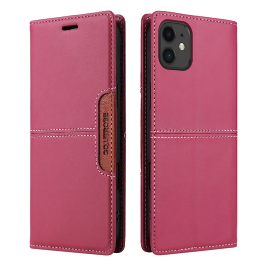 For iPhone 12 GQUTROBE G01 RFID Anti-theft Leather Phone Case(Red) - iPhone 12 / 12 Pro Cases by GQUTROBE | Online Shopping UK | buy2fix
