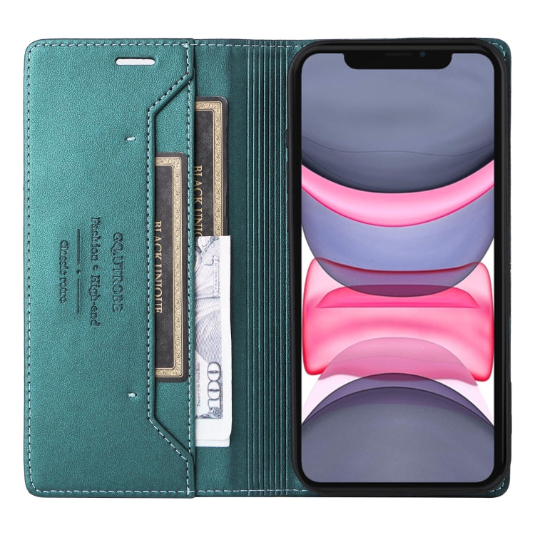 For iPhone 12 GQUTROBE G01 RFID Anti-theft Leather Phone Case(Green) - iPhone 12 / 12 Pro Cases by GQUTROBE | Online Shopping UK | buy2fix