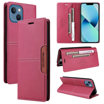 For iPhone 14 / 13 GQUTROBE G01 RFID Anti-theft Leather Phone Case(Red) - iPhone 14 Cases by GQUTROBE | Online Shopping UK | buy2fix