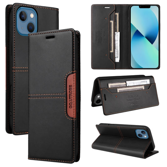 For iPhone 14 / 13 GQUTROBE G01 RFID Anti-theft Leather Phone Case(Black) - iPhone 14 Cases by GQUTROBE | Online Shopping UK | buy2fix