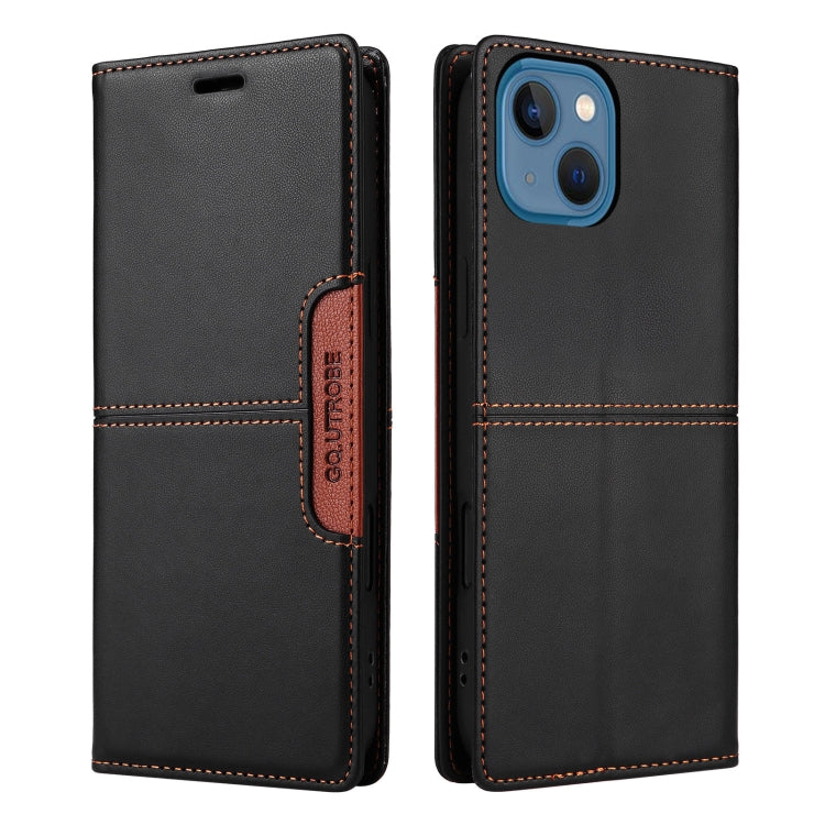 For iPhone 14 / 13 GQUTROBE G01 RFID Anti-theft Leather Phone Case(Black) - iPhone 14 Cases by GQUTROBE | Online Shopping UK | buy2fix