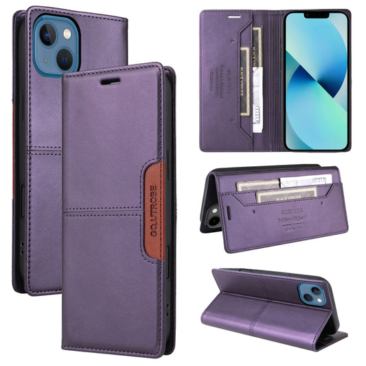For iPhone 14 / 13 GQUTROBE G01 RFID Anti-theft Leather Phone Case(Purple) - iPhone 14 Cases by GQUTROBE | Online Shopping UK | buy2fix