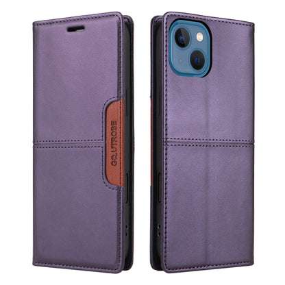 For iPhone 14 / 13 GQUTROBE G01 RFID Anti-theft Leather Phone Case(Purple) - iPhone 14 Cases by GQUTROBE | Online Shopping UK | buy2fix