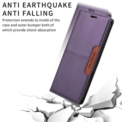 For iPhone 14 / 13 GQUTROBE G01 RFID Anti-theft Leather Phone Case(Purple) - iPhone 14 Cases by GQUTROBE | Online Shopping UK | buy2fix