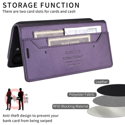 For iPhone 14 / 13 GQUTROBE G01 RFID Anti-theft Leather Phone Case(Purple) - iPhone 14 Cases by GQUTROBE | Online Shopping UK | buy2fix