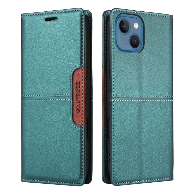For iPhone 14 / 13 GQUTROBE G01 RFID Anti-theft Leather Phone Case(Green) - iPhone 14 Cases by GQUTROBE | Online Shopping UK | buy2fix