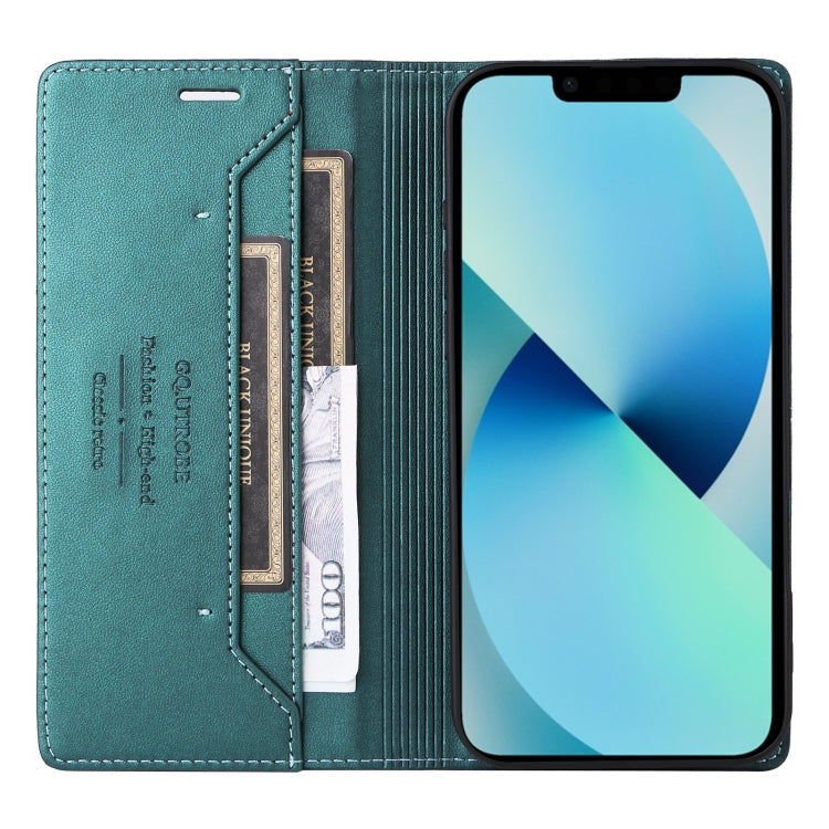 For iPhone 14 / 13 GQUTROBE G01 RFID Anti-theft Leather Phone Case(Green) - iPhone 14 Cases by GQUTROBE | Online Shopping UK | buy2fix