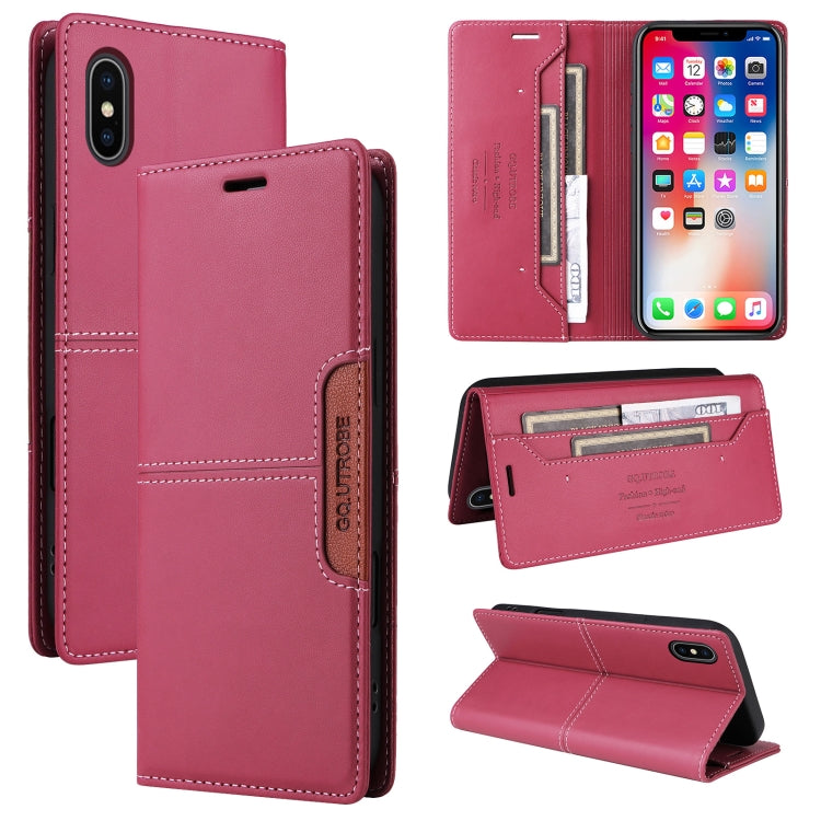 For iPhone XS Max GQUTROBE G01 RFID Anti-theft Leather Phone Case(Red) - More iPhone Cases by GQUTROBE | Online Shopping UK | buy2fix