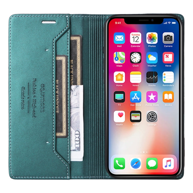 For iPhone XS Max GQUTROBE G01 RFID Anti-theft Leather Phone Case(Green) - More iPhone Cases by GQUTROBE | Online Shopping UK | buy2fix