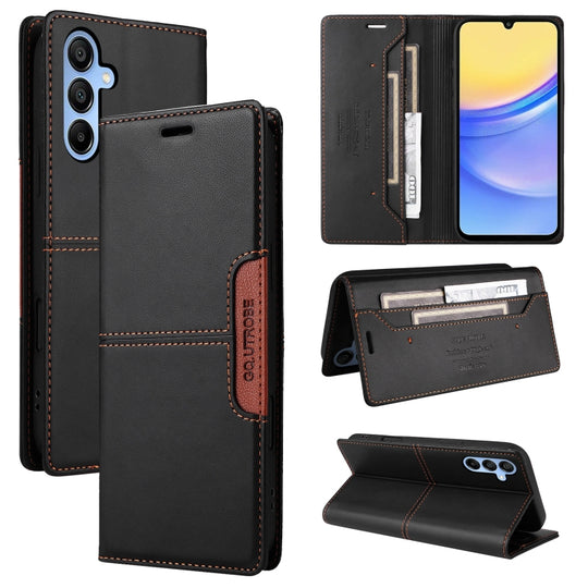 For Samsung Galaxy A15 5G GQUTROBE G01 RFID Anti-theft Leather Phone Case(Black)