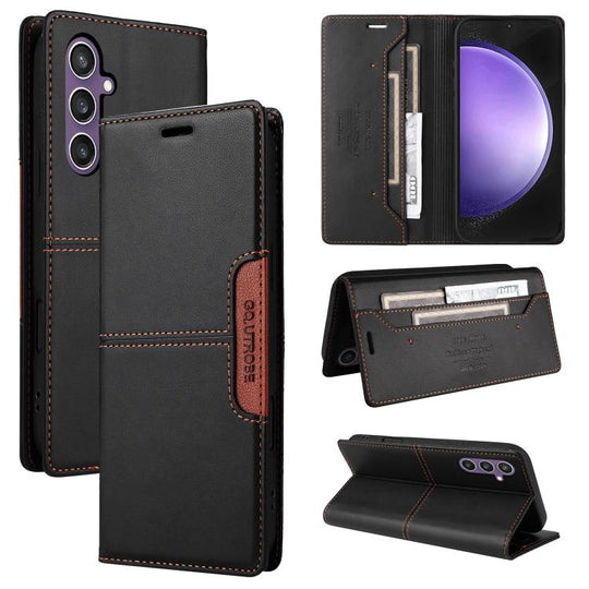 For Samsung Galaxy S25 5G GQUTROBE G01 RFID Anti-theft Leather Phone Case(Black)