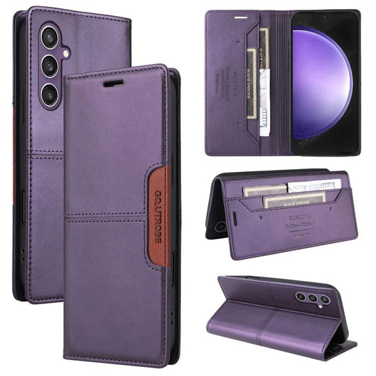 For Samsung Galaxy S25 5G GQUTROBE G01 RFID Anti-theft Leather Phone Case(Purple)