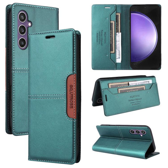 For Samsung Galaxy S25 5G GQUTROBE G01 RFID Anti-theft Leather Phone Case(Green)