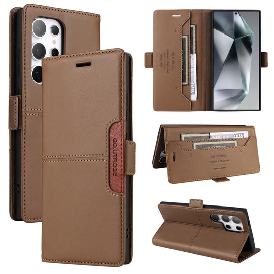 For Samsung Galaxy S25 Ultra 5G GQUTROBE G01 RFID Anti-theft Leather Phone Case(Brown)