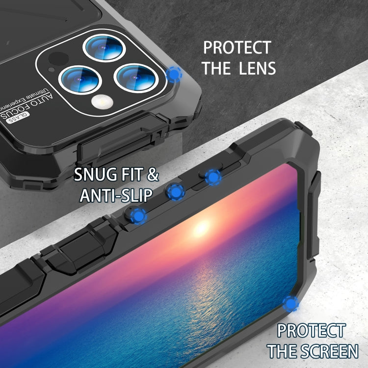 For iPhone 15 Pro Max R-JUST Life Waterproof Dustproof Shockproof Phone Case(Black) - iPhone 15 Pro Max Cases by R-JUST | Online Shopping UK | buy2fix