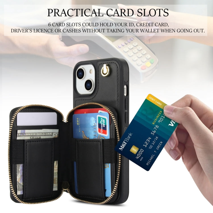 For iPhone 11 AwQuer Crossbody Zipper Wallet Rhombic Leather Back Phone Case(Black) - iPhone 11 Cases by Awquer | Online Shopping UK | buy2fix