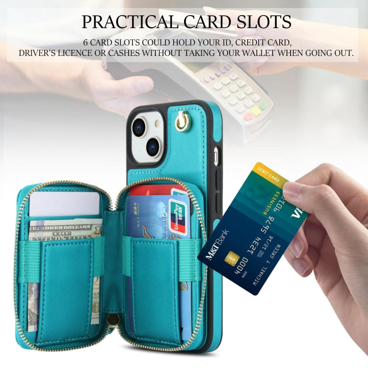For iPhone 11 AwQuer Crossbody Zipper Wallet Rhombic Leather Back Phone Case(Green) - iPhone 11 Cases by Awquer | Online Shopping UK | buy2fix