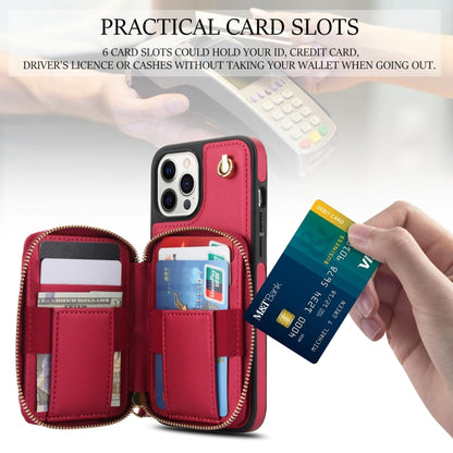 For iPhone 11 Pro AwQuer Crossbody Zipper Wallet Rhombic Leather Back Phone Case(Red) - iPhone 11 Pro Cases by Awquer | Online Shopping UK | buy2fix