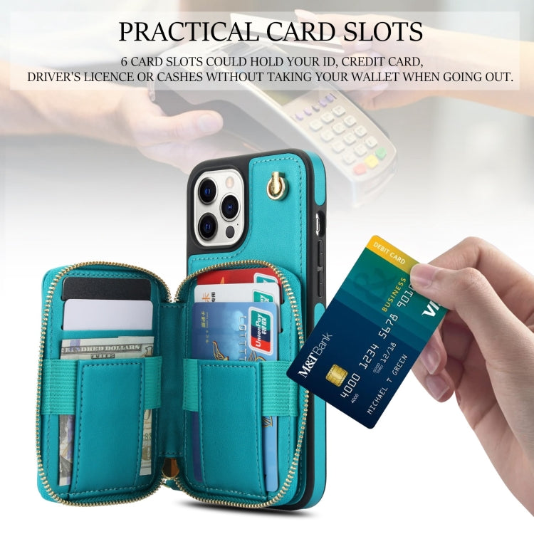 For iPhone 11 Pro AwQuer Crossbody Zipper Wallet Rhombic Leather Back Phone Case(Green) - iPhone 11 Pro Cases by Awquer | Online Shopping UK | buy2fix