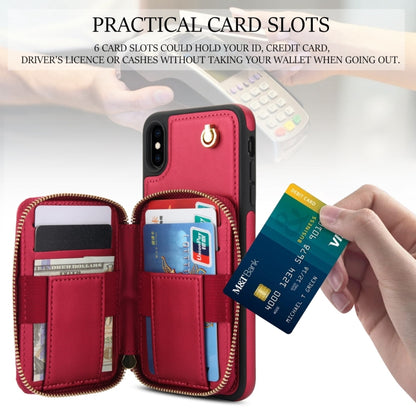 For iPhone XS Max AwQuer Crossbody Zipper Wallet Rhombic Leather Back Phone Case(Red) - More iPhone Cases by Awquer | Online Shopping UK | buy2fix