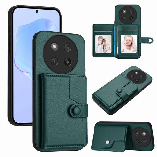 For Honor X60 Pro / X9c / Magic7 Lite Button Card Bag RFID Anti-theft Phone Case(Green)