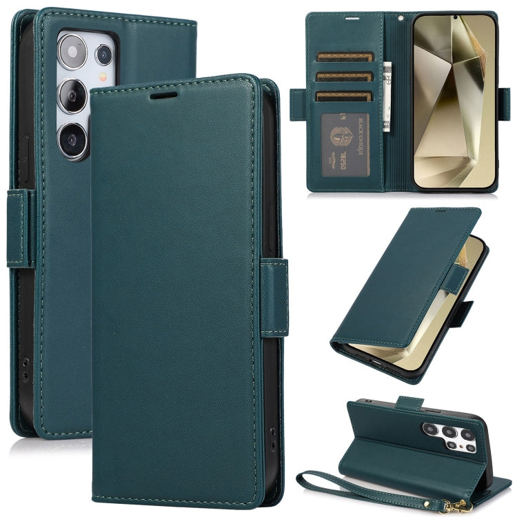 For Samsung Galaxy S25 Ultra 5G Side Buckle RFID Anti-theft Leather Phone Case(Green) by buy2fix