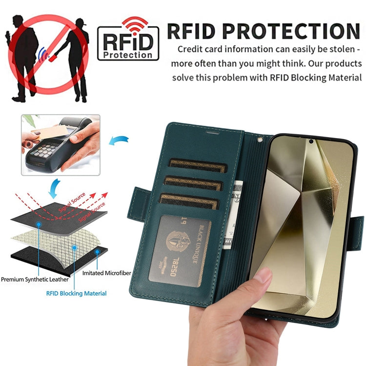 For Samsung Galaxy S25 Ultra 5G Side Buckle RFID Anti-theft Leather Phone Case(Green) by buy2fix