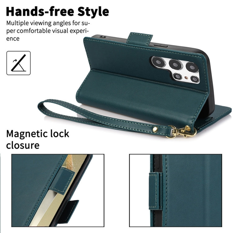 For Samsung Galaxy S25 Ultra 5G Side Buckle RFID Anti-theft Leather Phone Case(Green) by buy2fix