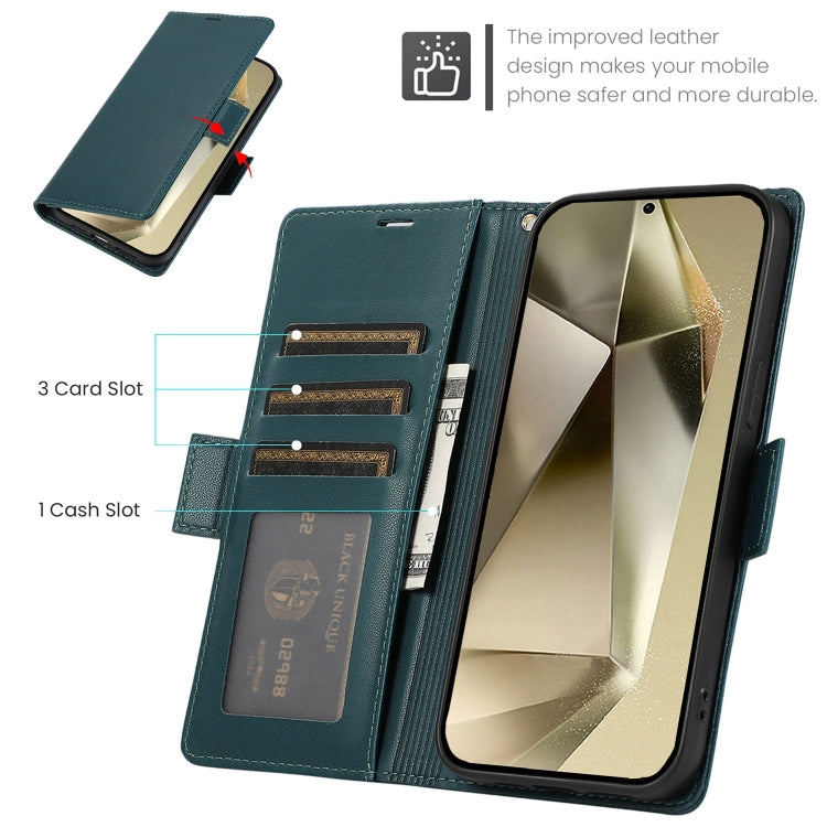 For Samsung Galaxy S25 Ultra 5G Side Buckle RFID Anti-theft Leather Phone Case(Green) by buy2fix