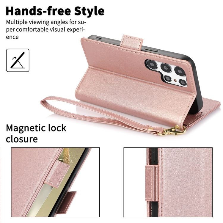 For Samsung Galaxy S25 Ultra 5G Side Buckle RFID Anti-theft Leather Phone Case(Rose Gold) by buy2fix