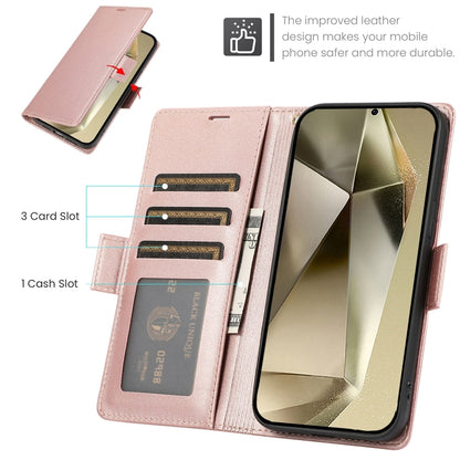 For Samsung Galaxy S25 Ultra 5G Side Buckle RFID Anti-theft Leather Phone Case(Rose Gold) by buy2fix