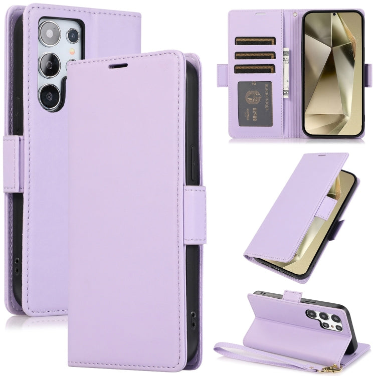 For Samsung Galaxy S25 Ultra 5G Side Buckle RFID Anti-theft Leather Phone Case(Light Purple) by buy2fix