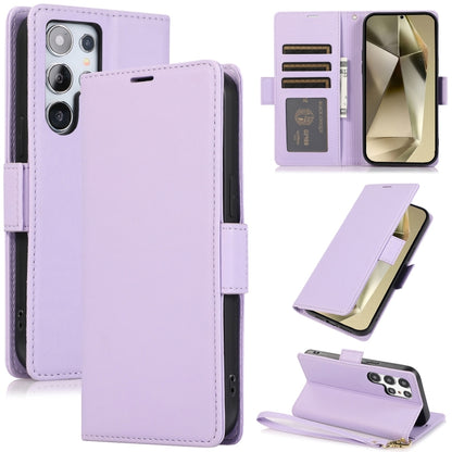 For Samsung Galaxy S25 Ultra 5G Side Buckle RFID Anti-theft Leather Phone Case(Light Purple) by buy2fix