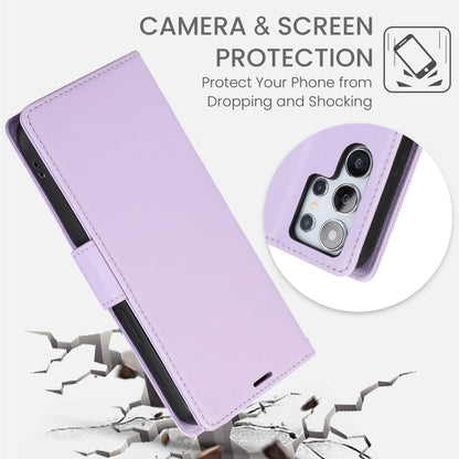 For Samsung Galaxy S25 Ultra 5G Side Buckle RFID Anti-theft Leather Phone Case(Light Purple) by buy2fix