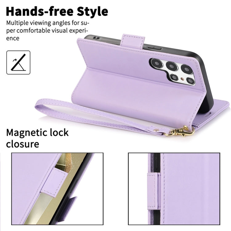 For Samsung Galaxy S25 Ultra 5G Side Buckle RFID Anti-theft Leather Phone Case(Light Purple) by buy2fix