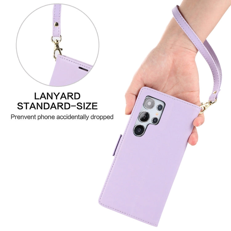 For Samsung Galaxy S25 Ultra 5G Side Buckle RFID Anti-theft Leather Phone Case(Light Purple) by buy2fix