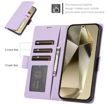 For Samsung Galaxy S25 Ultra 5G Side Buckle RFID Anti-theft Leather Phone Case(Light Purple) by buy2fix