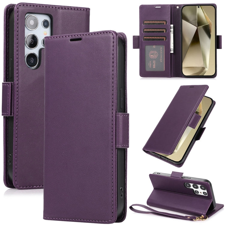 For Samsung Galaxy S25 Ultra 5G Side Buckle RFID Anti-theft Leather Phone Case(Dark Purple) by buy2fix