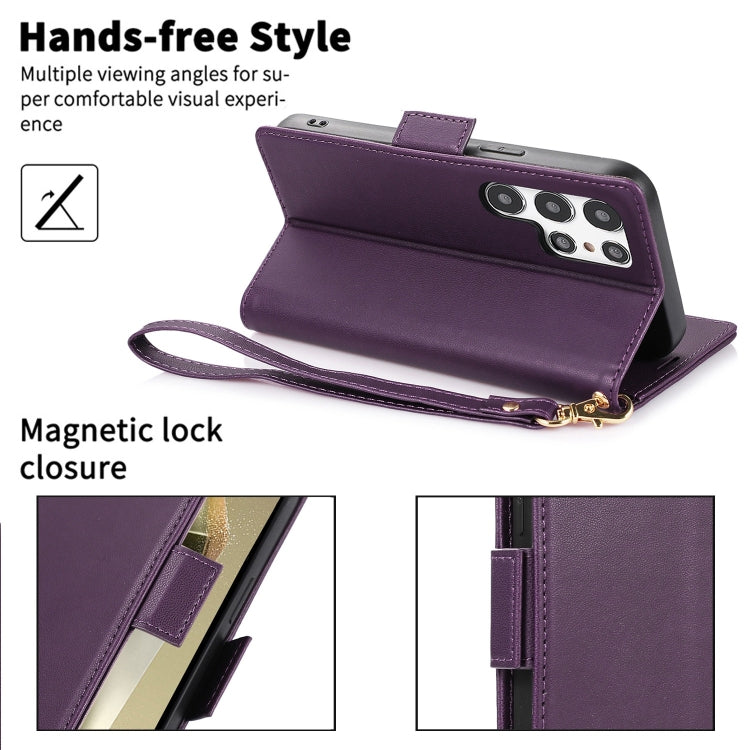For Samsung Galaxy S25 Ultra 5G Side Buckle RFID Anti-theft Leather Phone Case(Dark Purple) by buy2fix