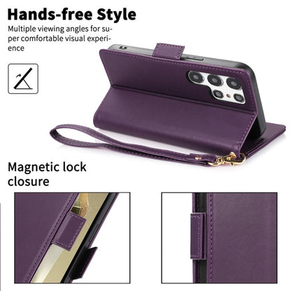 For Samsung Galaxy S25 Ultra 5G Side Buckle RFID Anti-theft Leather Phone Case(Dark Purple) by buy2fix