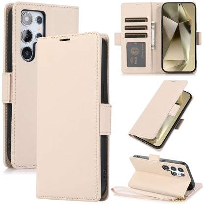For Samsung Galaxy S25 Ultra 5G Side Buckle RFID Anti-theft Leather Phone Case(Apricot) by buy2fix
