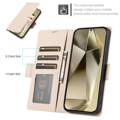 For Samsung Galaxy S25 Ultra 5G Side Buckle RFID Anti-theft Leather Phone Case(Apricot) by buy2fix
