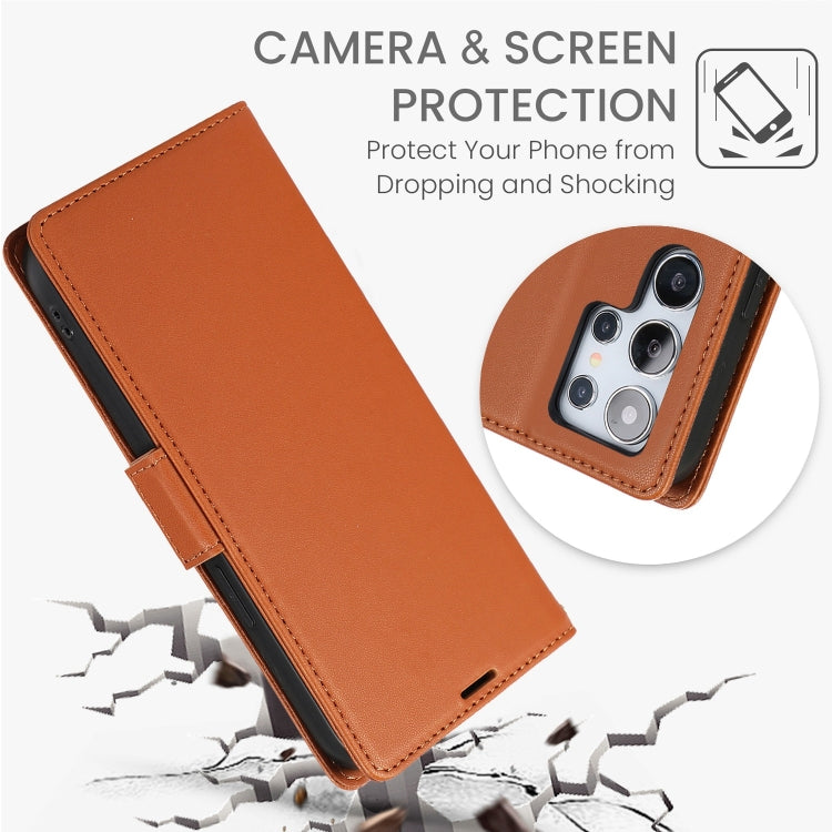 For Samsung Galaxy S25 Ultra 5G Side Buckle RFID Anti-theft Leather Phone Case(Brown) by buy2fix