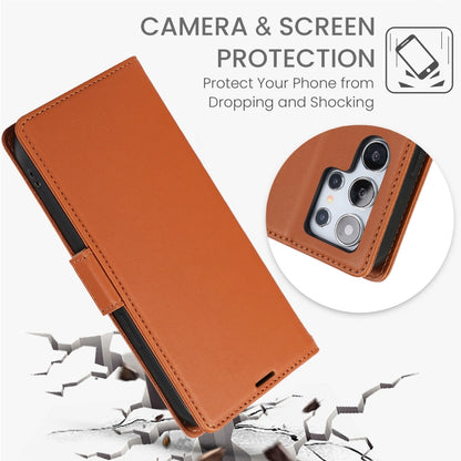 For Samsung Galaxy S25 Ultra 5G Side Buckle RFID Anti-theft Leather Phone Case(Brown) by buy2fix