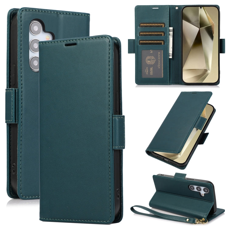 For Samsung Galaxy S25 / S24 5G Side Buckle RFID Anti-theft Leather Phone Case(Green) by buy2fix