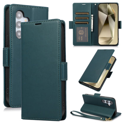 For Samsung Galaxy S25 / S24 5G Side Buckle RFID Anti-theft Leather Phone Case(Green) by buy2fix