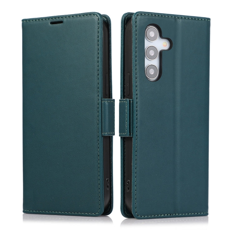 For Samsung Galaxy S25 / S24 5G Side Buckle RFID Anti-theft Leather Phone Case(Green) by buy2fix